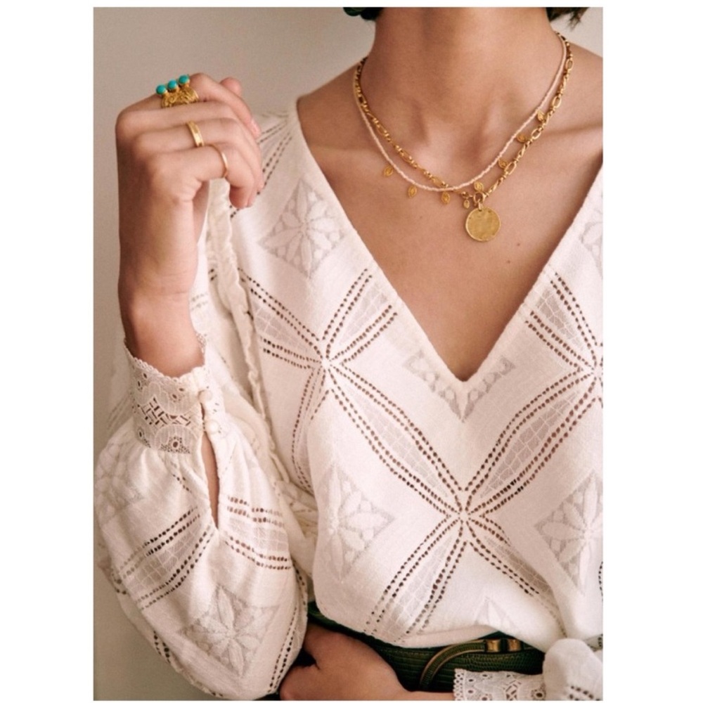 Sezane Lauren Blouse with Geometric Pattern